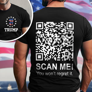 Funny QR Scan me President Trump 45 47 Dancing Front And Back Dark Shirt HA75 64186