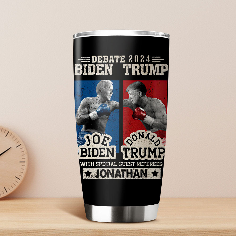 Custom Name Biden Vs Trump 2024 Debate Funny Boxing Match Fat Tumbler HO82 62786