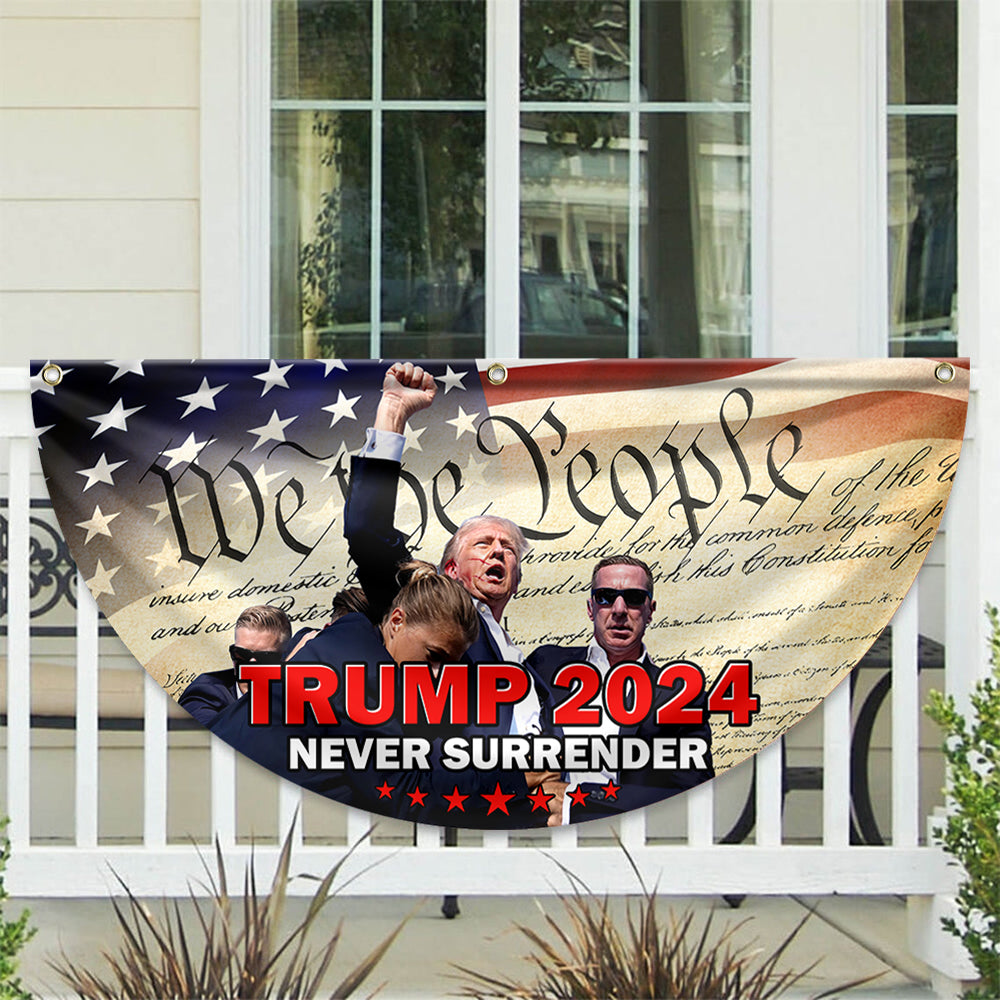 Trump Sh**ting 2024 Never Surrender We The People American Non-Pleated Fan Flag HO82 63292