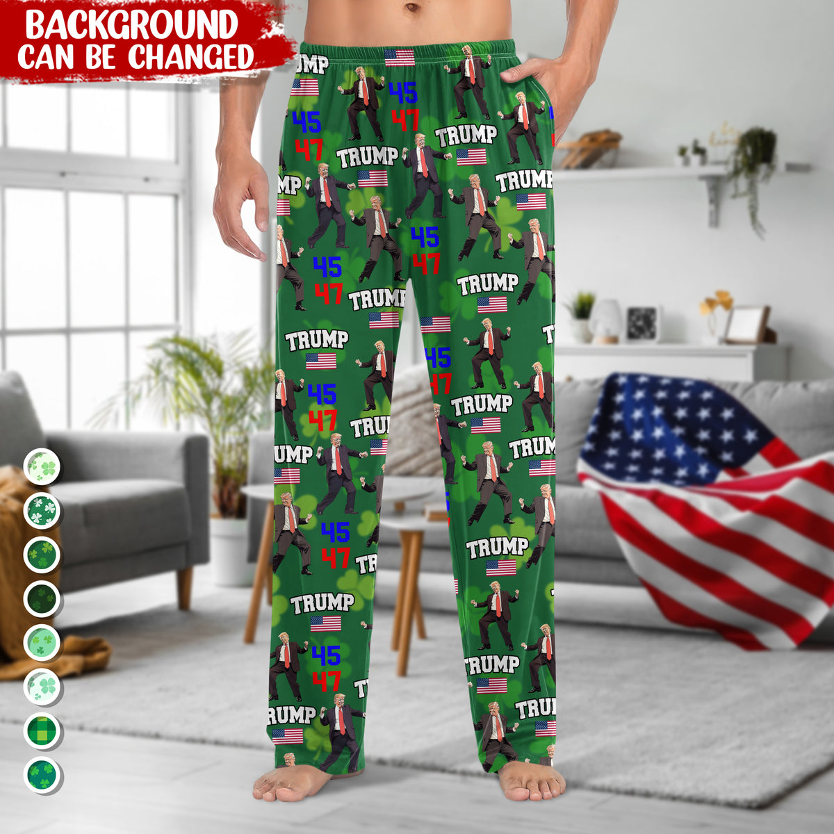 Trump 45 47 Dancing, Trump Irish St. Patrick's Day Pajamas N304 HA75 67214