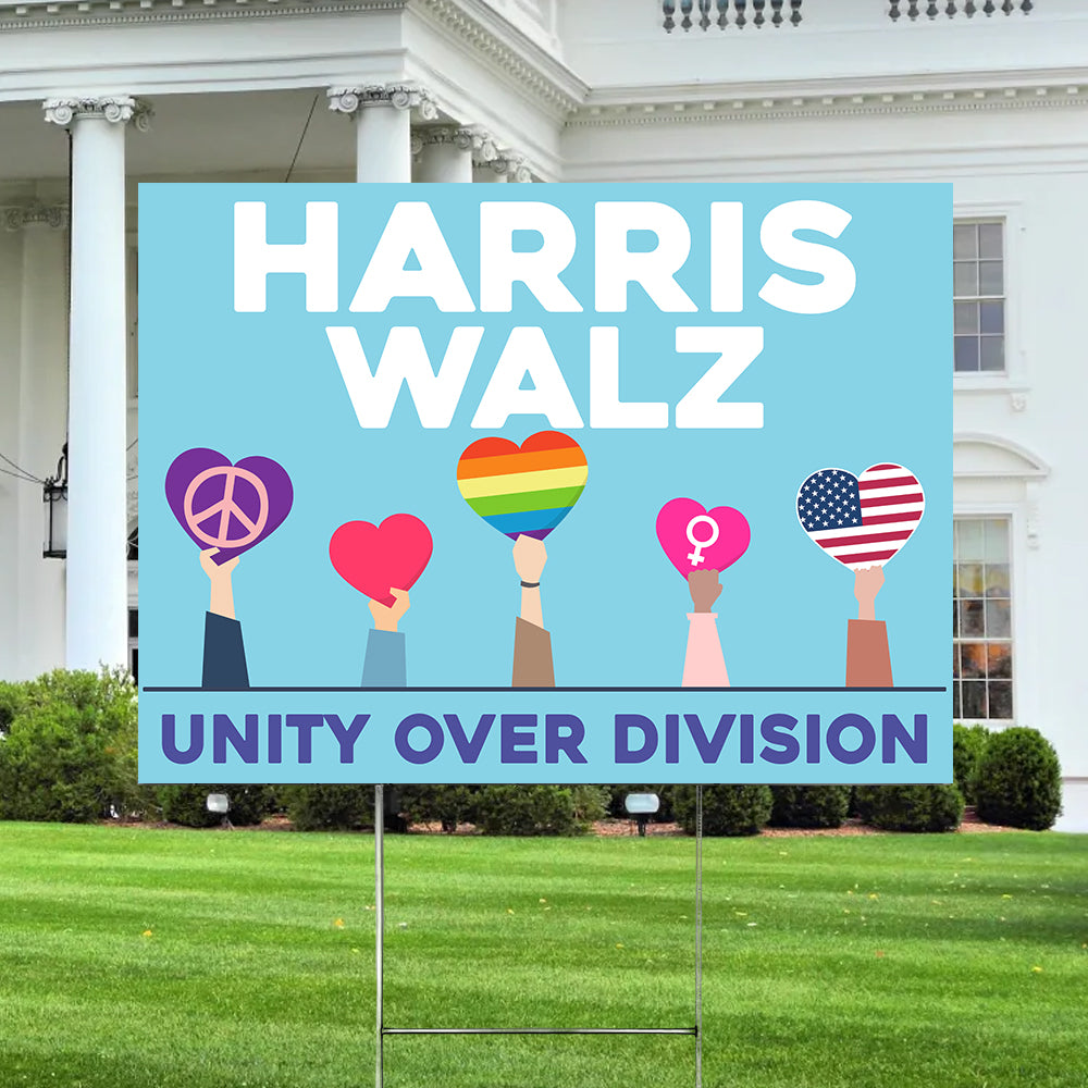 Kamala Harris - Tim Walz for president Unity Over Division Yard Sign HO82 65024