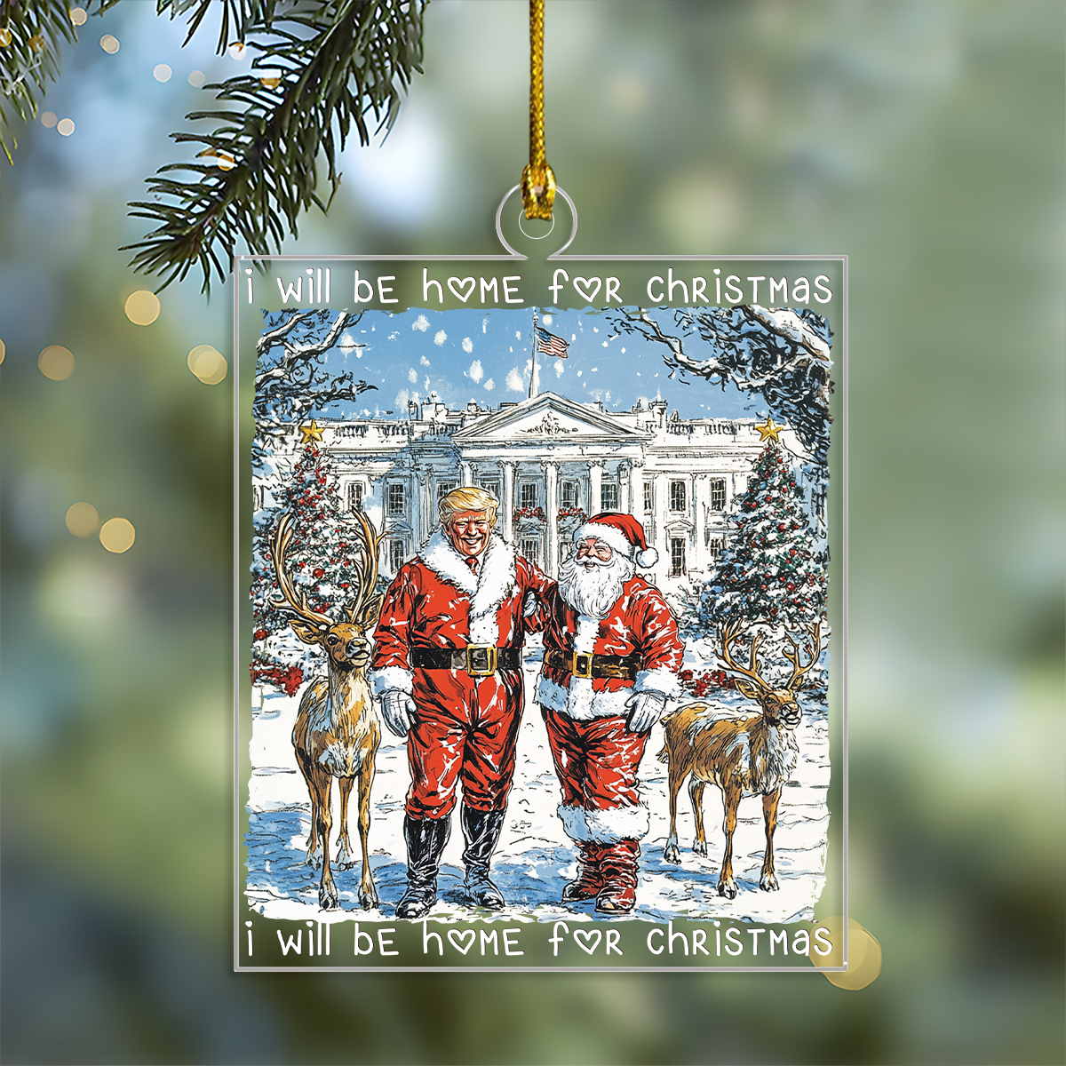 Trump Santa I Will Be Home For Christmas Acrylic Ornament HA75 63635