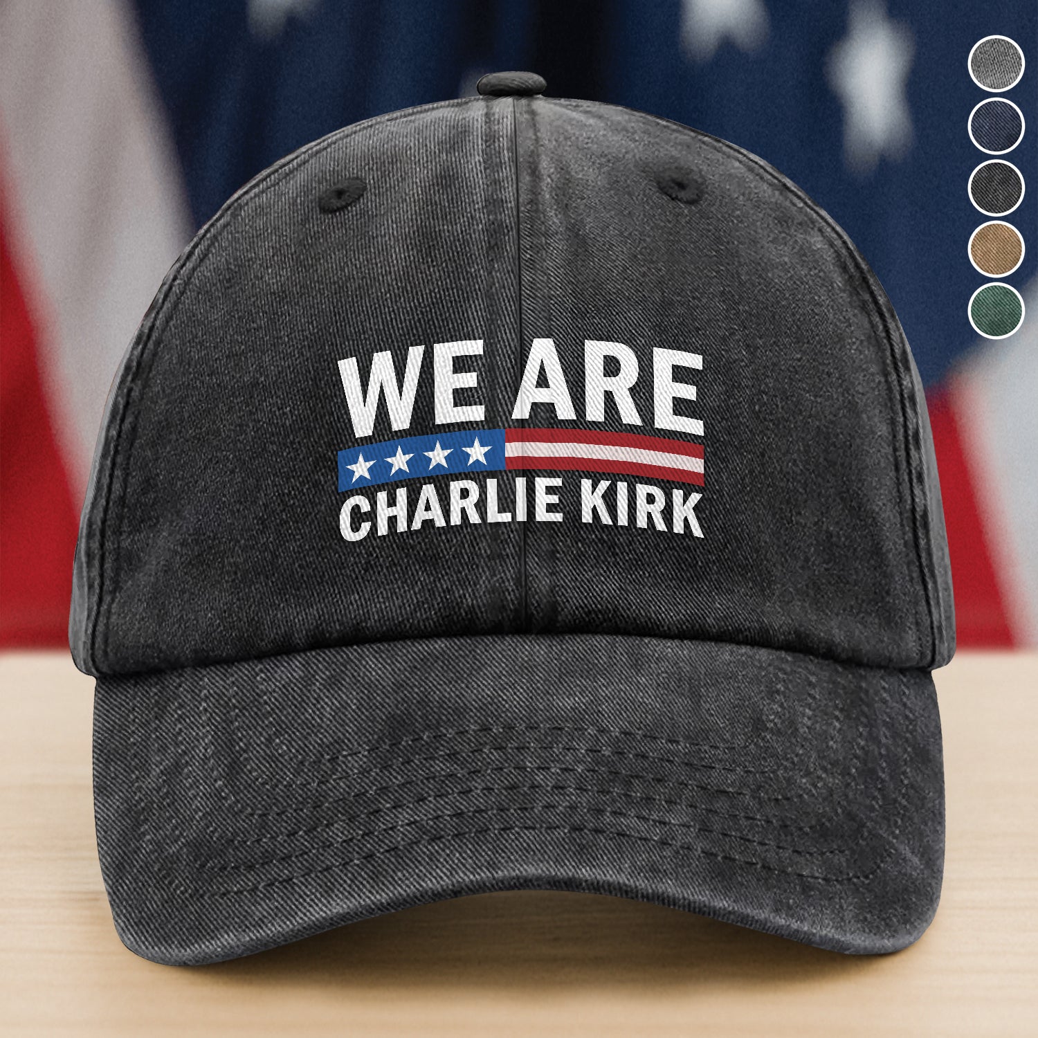 We Are Charlie Kirk Washed Denim Baseball Cap TH10 64489