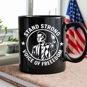 Stand Strong Charlie Kirk - Voice Of Freedom Memorial Black Mug LM32 65535