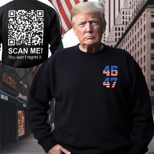 Funny QR Scan me President Trump 45 47 Dancing Front And Back Dark Shirt HA75 64186