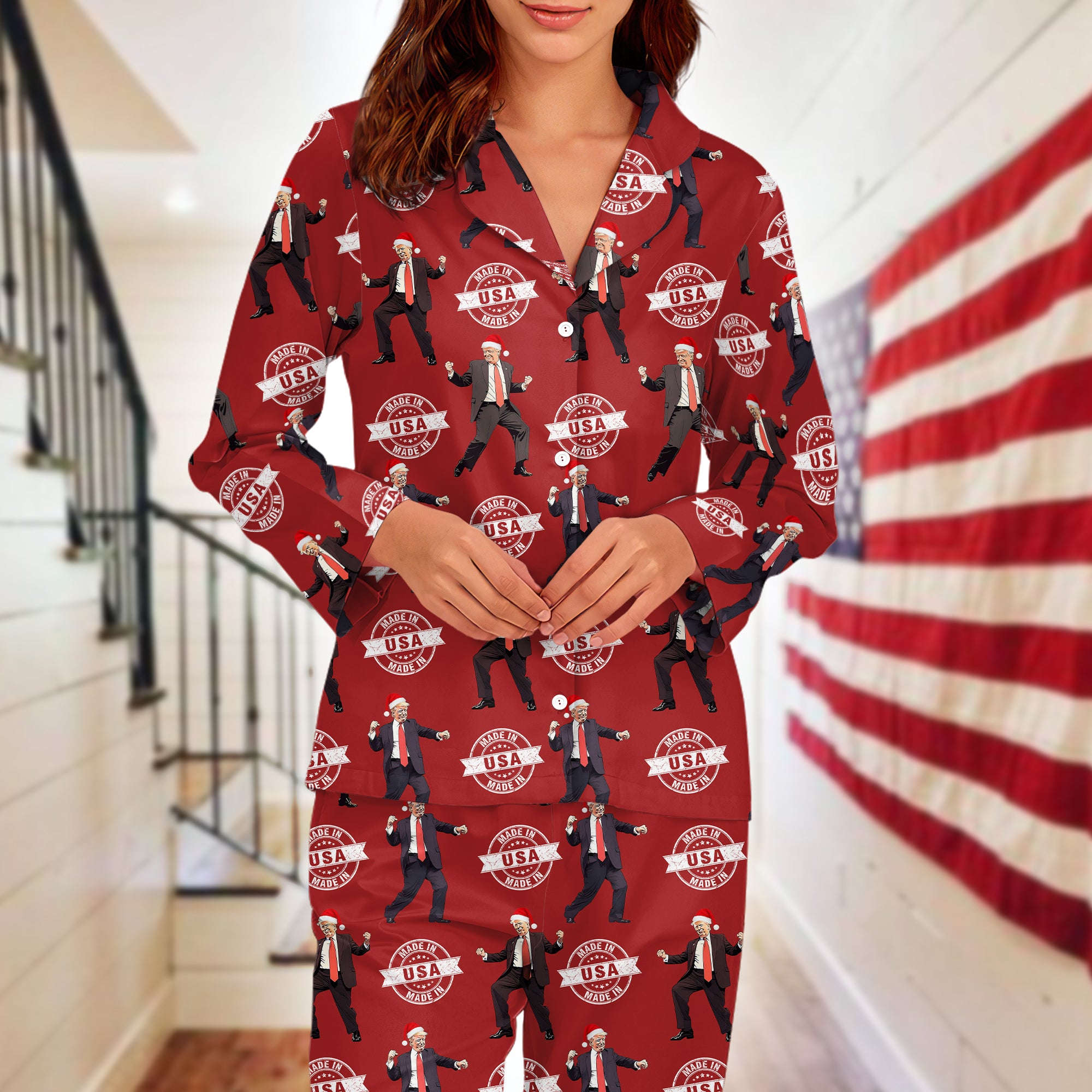 Trump Dancing Crazy - Made in USA Christmas Pajamas LM32 63987