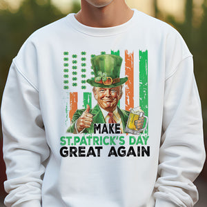 Donald Trump Beer Drinking Make St Patrick's Day Great Again Bright Shirt LM32 65137