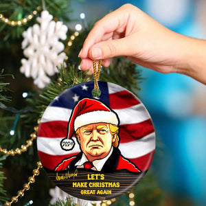 Let's Make Christmas Great Again Trump Ceramic Ornament HA75 63336