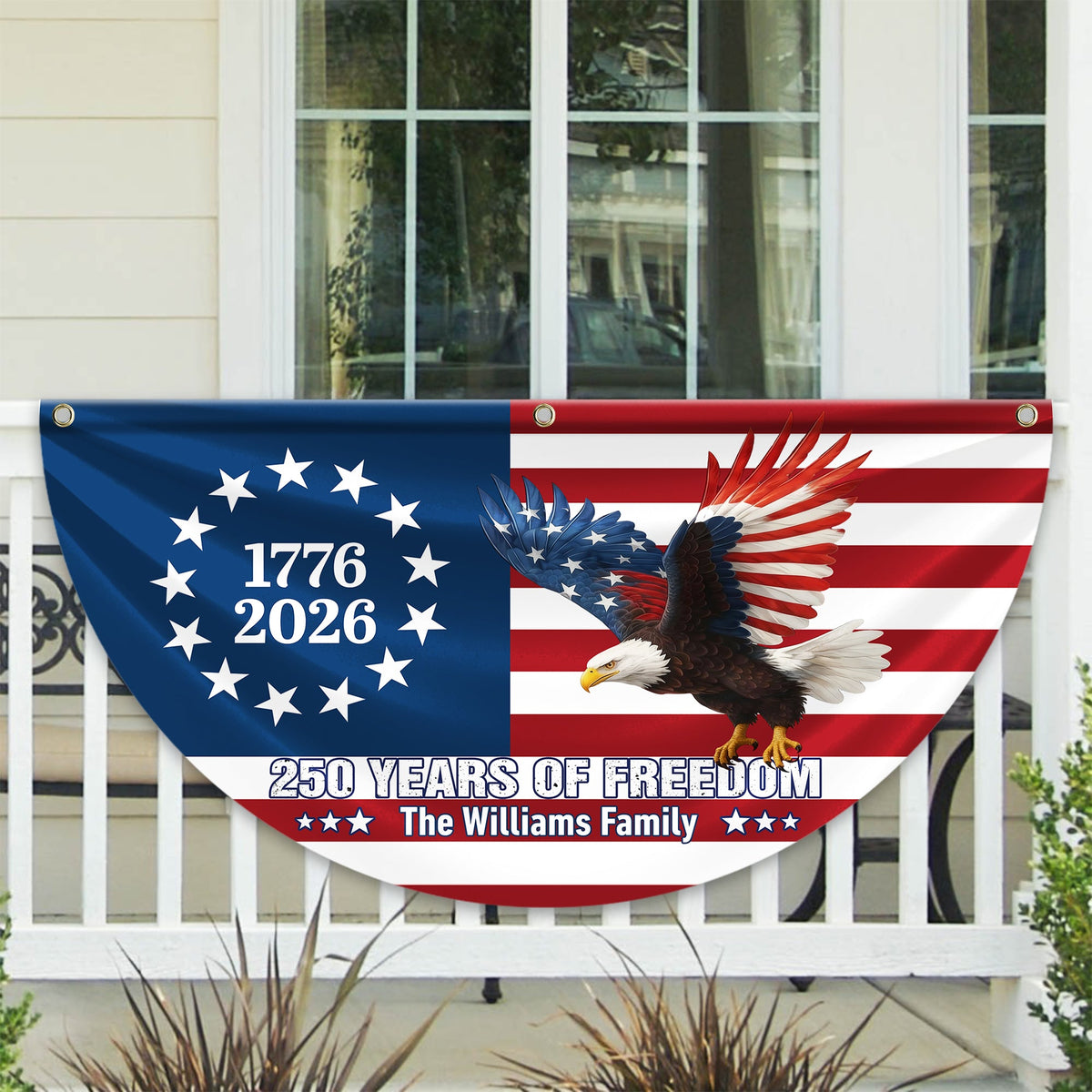 Personalized 250 Years Of Freedom 1776–2026 Eagle Non-Pleated Fan Flag HO82 901306