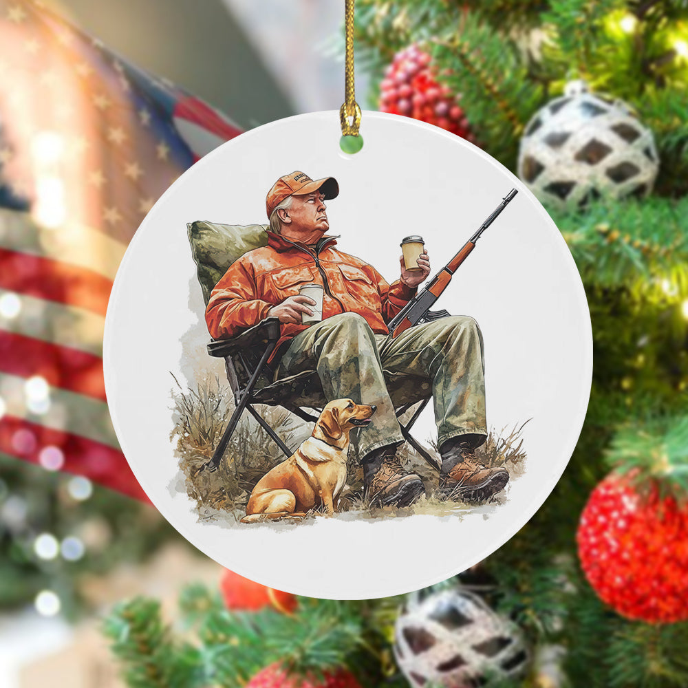 Patriotic Trump Hunting Gear Perfect for Gun Lovers and Hunters Ceramic Ornament LM32 63871