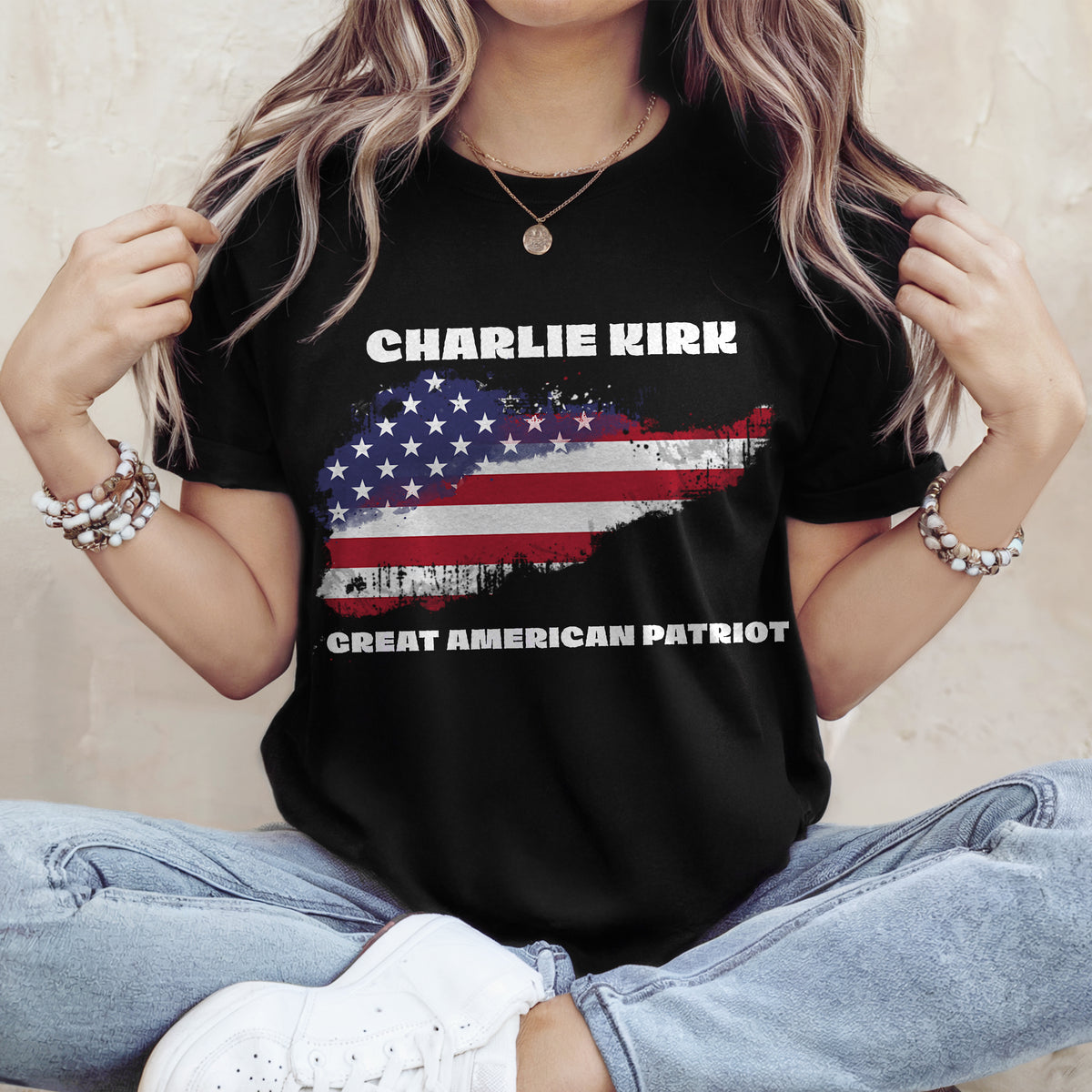 Pray For Charlie Kirk - Great American Patriot Dark Shirt LM32 65635
