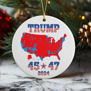 Trump 45 47 US Presidential Election 2024 Map Ornament Christmas Gifts N304 HA75 64112