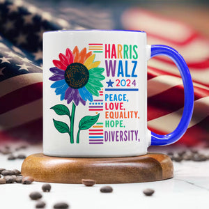 Harris Walz Peace Love 2024 Mug | Kamala Harris 2024 Accent Mug HA75 63582