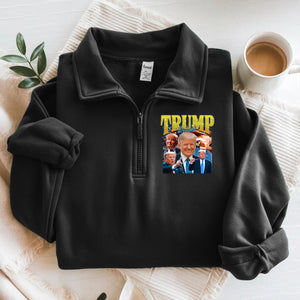 Donald Trump Homage With Retro Style Printed Quarter Zip Sweater TH10 64623