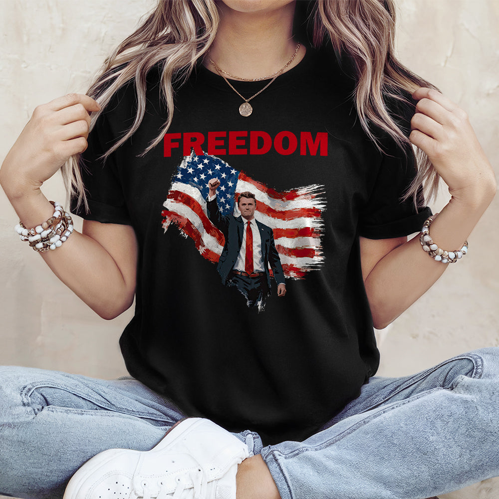 Freedom Stand With Charlie Kirk Dark Shirt HA75 64572