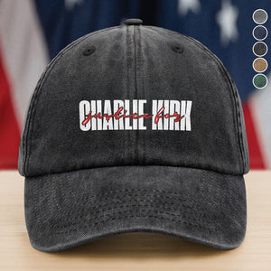 Justice For Charlie Kirk America Patriot Washed Denim Baseball Cap LM32 65603