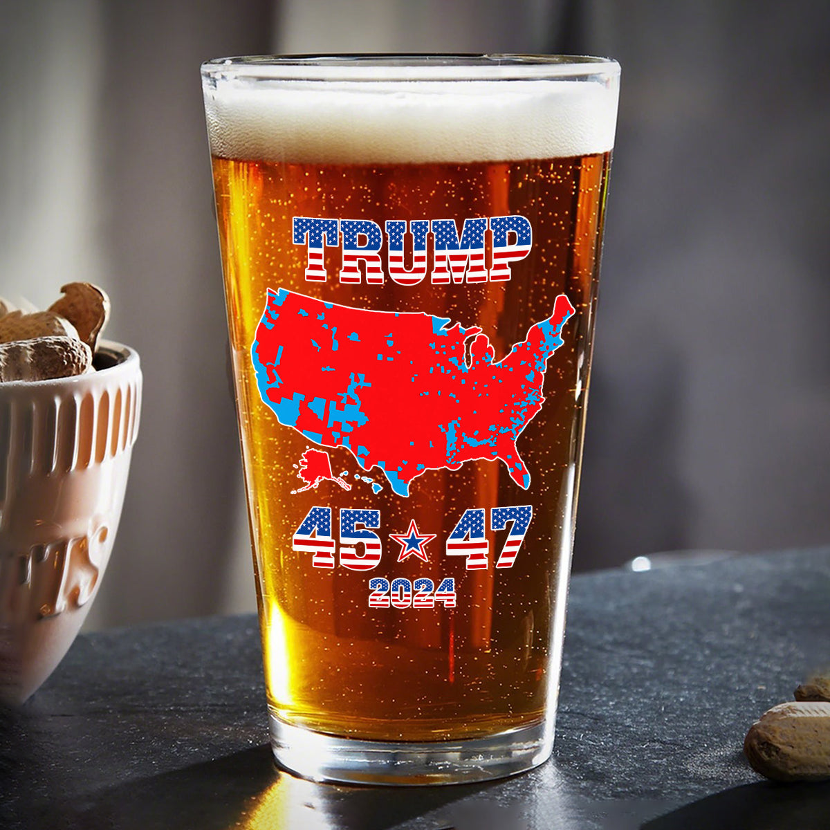 Trump 45 47 US Presidential Election 2024 Map Beer Glass N304 HA75 64108