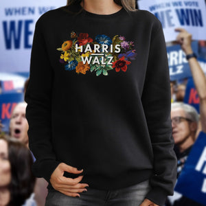 Kamala Harris 2024 Floral Feminine Women Kamala Walz 2024 Dark Shirt HO82 65090