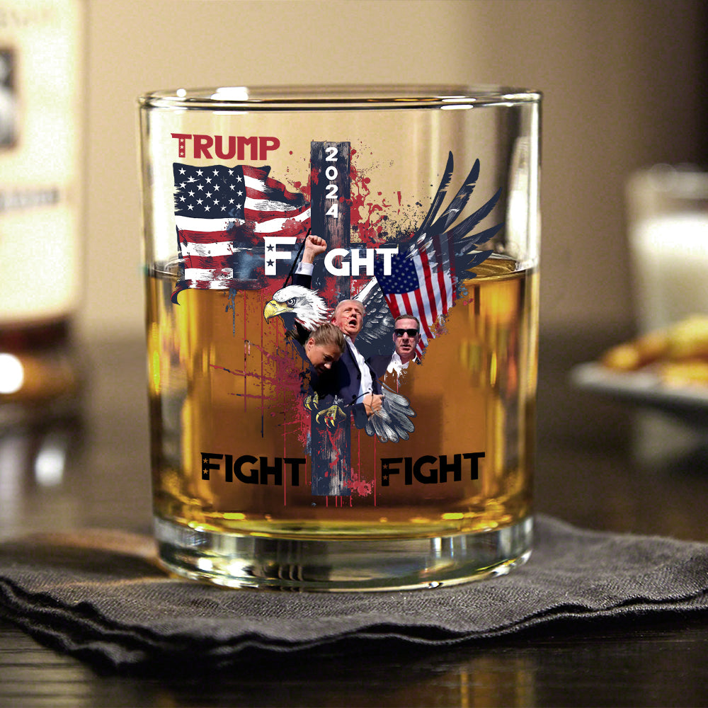 Trump Fight Fight Fight Print Whiskey Glass HO82 65400