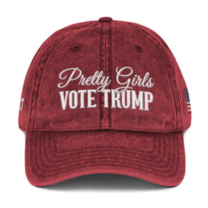 Pretty Girls Vote Trump 2024 Embroidered Vintage Cotton Twill Cap HO82 63434