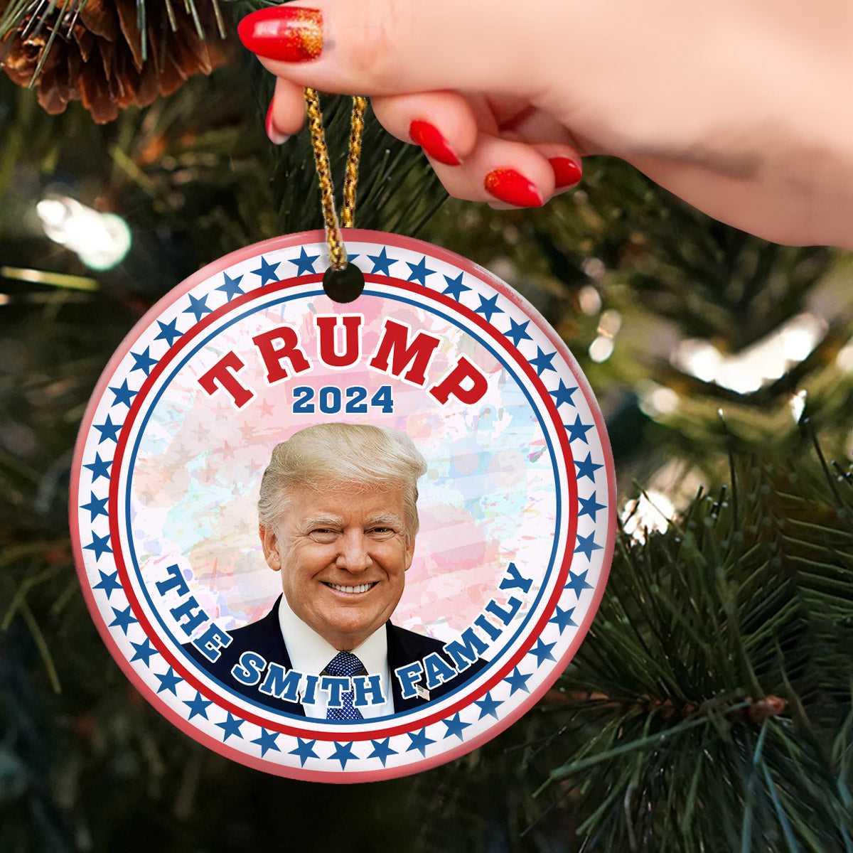 Custom Family Name President Donald Trump 2024 Ceramic Ornament HA75 63254