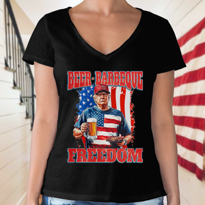 President Trump 4th of July Beer Barbeque Freedom Dark Shirt LM32 65361