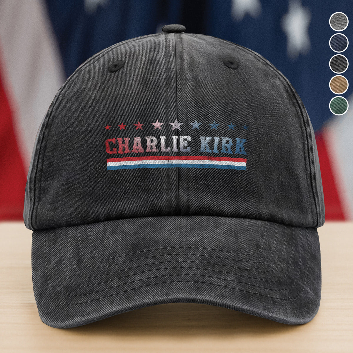 RIP American Charlie Kirk Patriot Washed Denim Baseball Cap LM32 65493