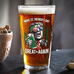 Trump Make St Patrick's Day Great Again Beer Glass LM32 65113