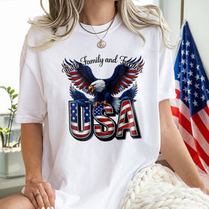 Faith, Family & Freedom America 250 Years Patriotic Bright Shirt LM32 897355