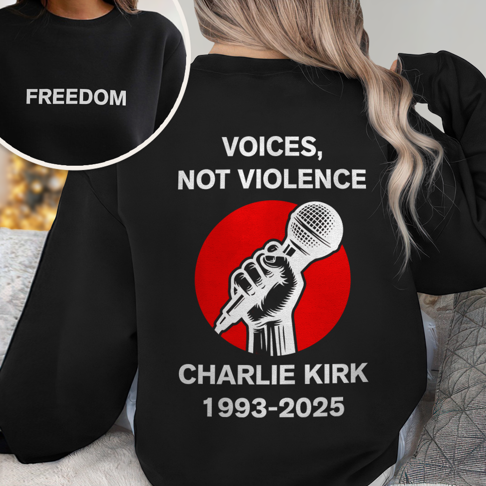 Voices, Not Violence Charlie Kirk Freedom Back and Front Dark Shirt CH07 67650