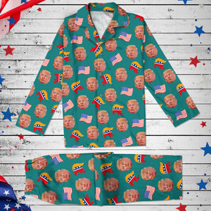 Custom Trump Face With US Flag Flannel Pajamas HA75 64054