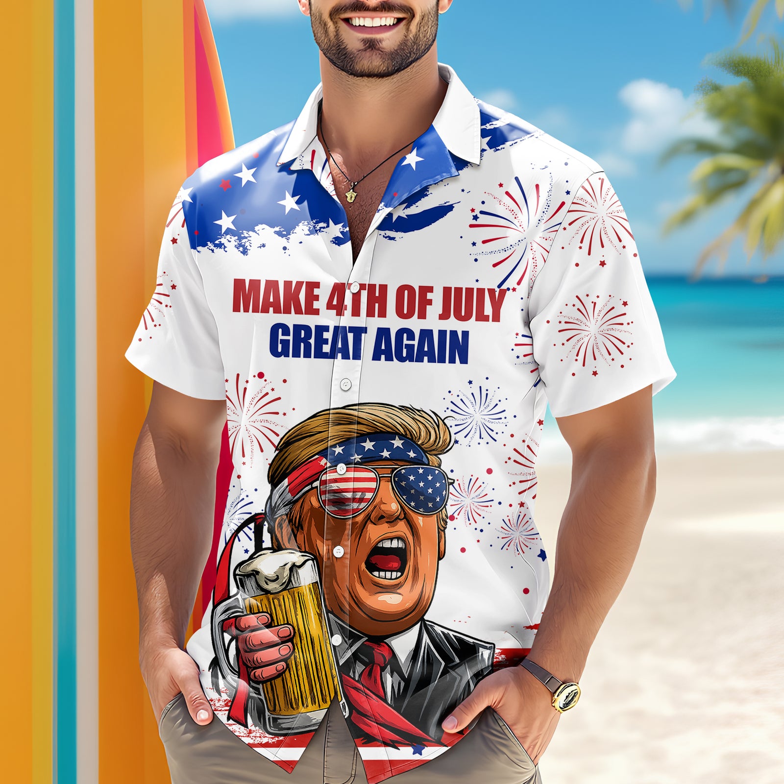 Make America Great Again - Funny 4th of July Trump Hawaiian Shirt CH07 67354