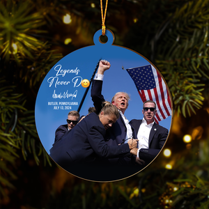 Legends Never D** Donald Trump Fight Wood Ornament DM01 63217