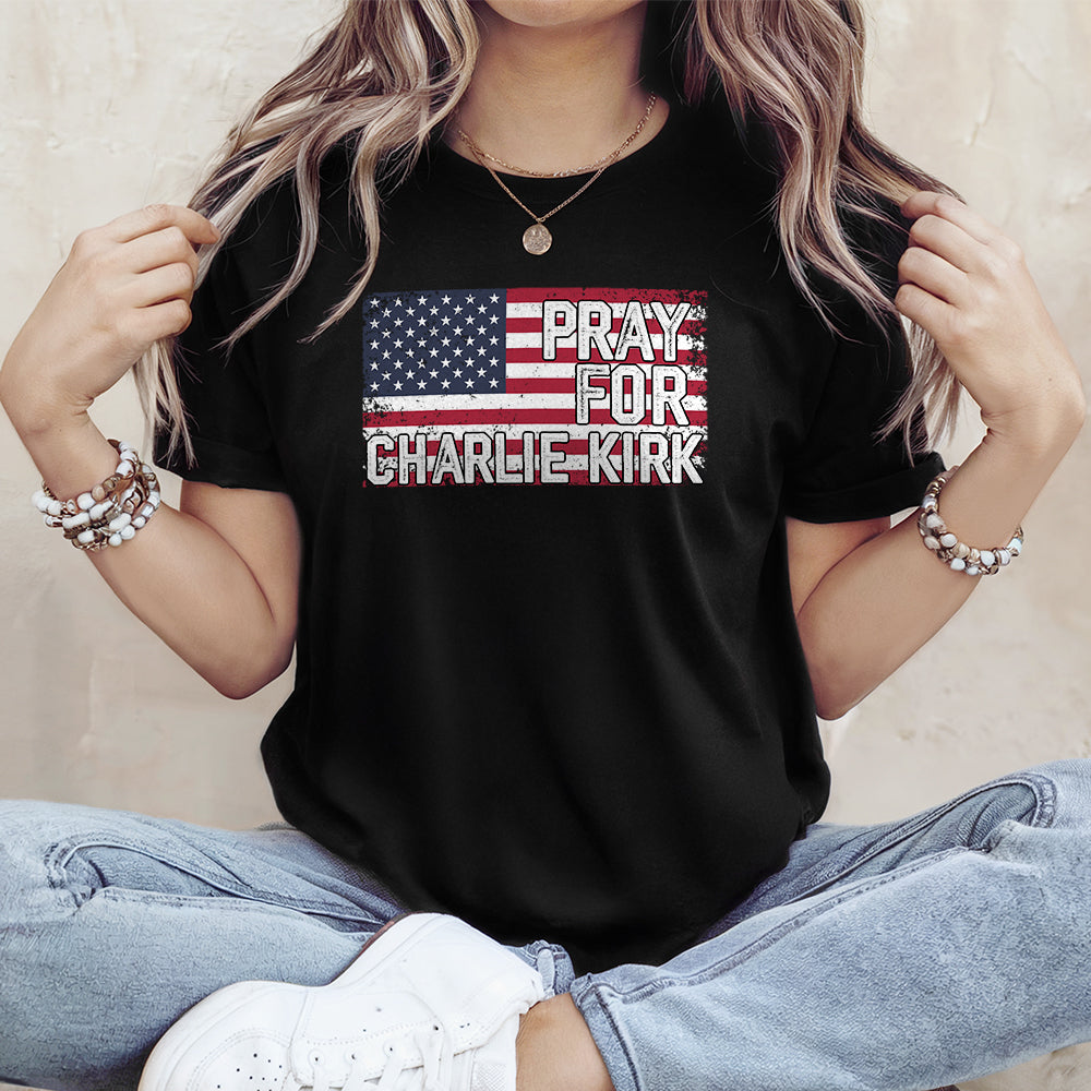 Pray For Charlie Kirk Dark Shirt HA75 64584