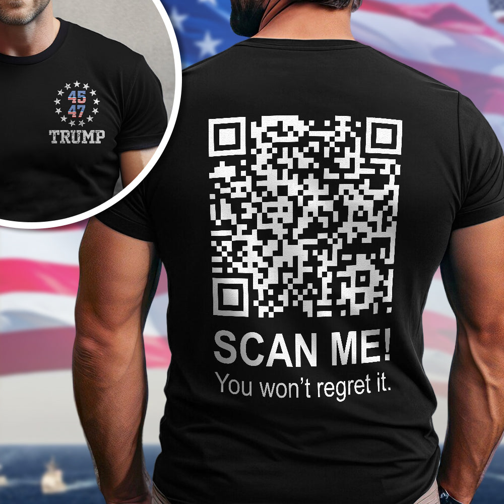 Funny QR Scan me President Trump 45 47 Dancing Front And Back Dark Shirt HA75 64186