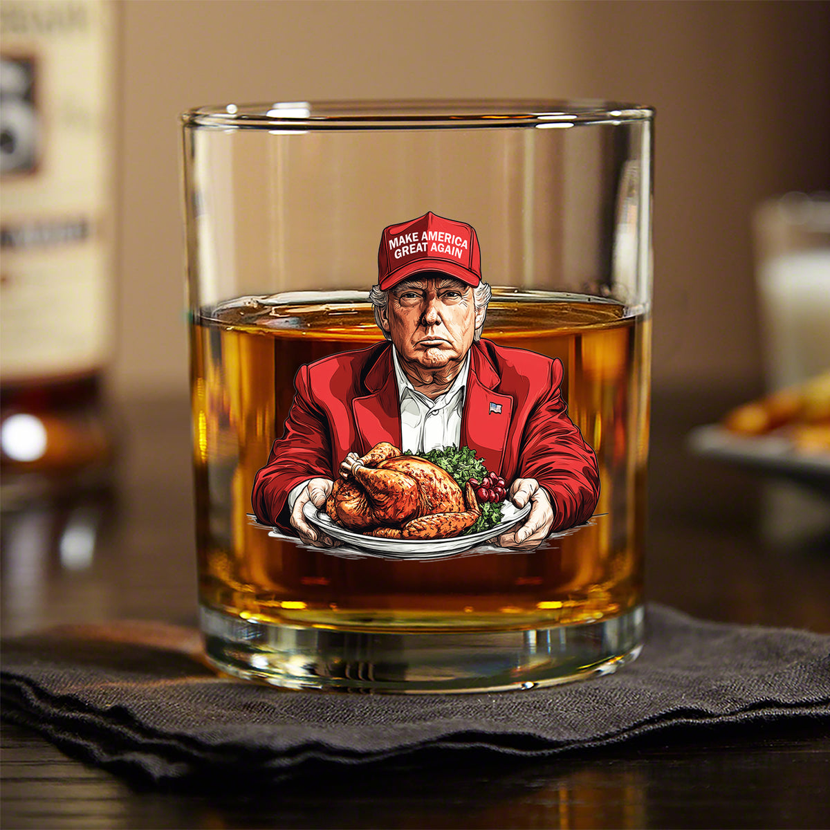 Make America Great Again with Trump Turkey Dinner Whisky Glass LM32 63901