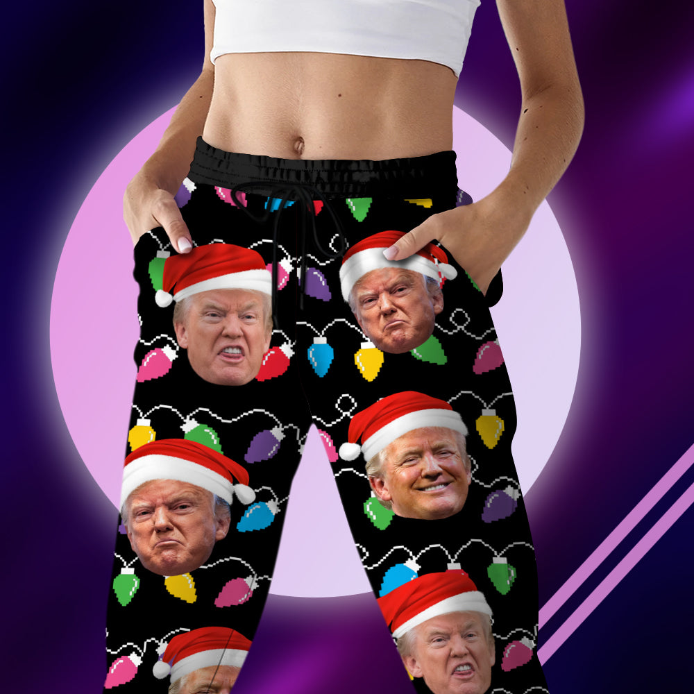 Custom Trump Photo With Colorful Christmas Lights Sweatpants TH10 64115