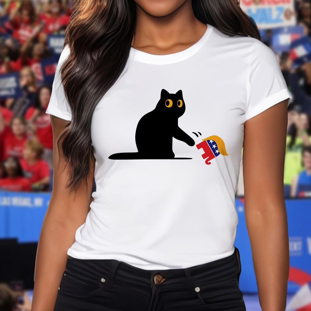 Kamala Harris 2024 Victory Black Cat vs. GOP Elephant Bright Shirt HA75 63456