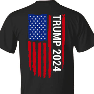 Trump 2024 American Flag Tees | Donald Trump Homage Shirt | Donald Trump Fan Backside Shirt C912 - GOP