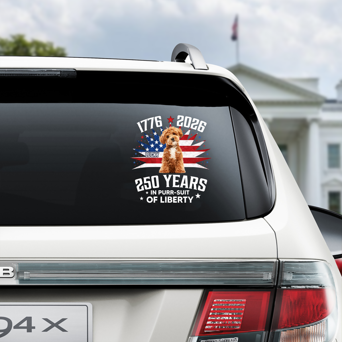 Custom Photo 250 Years In Purr-suit Of Liberty Vintage Dog Car Sticker HO82 901236