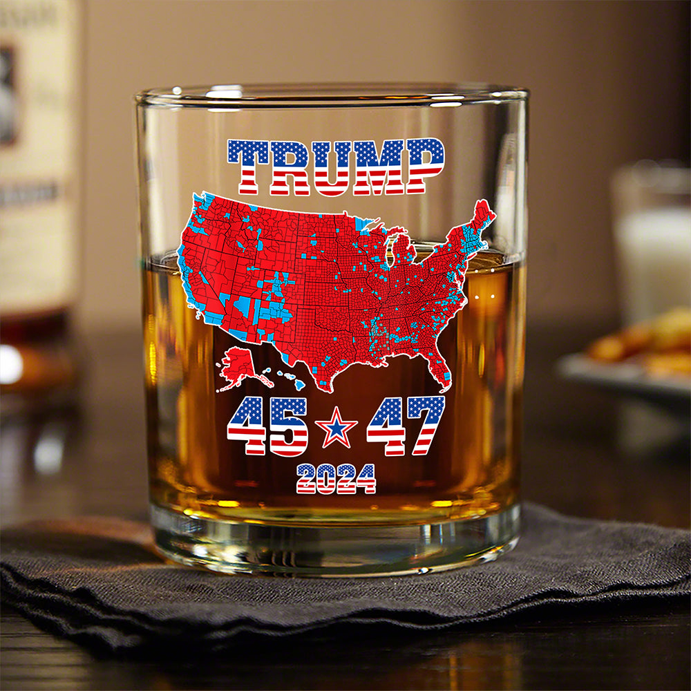 Trump 45 47 US Presidential Election 2024 Map Whisky Glass N304 HA75 64114