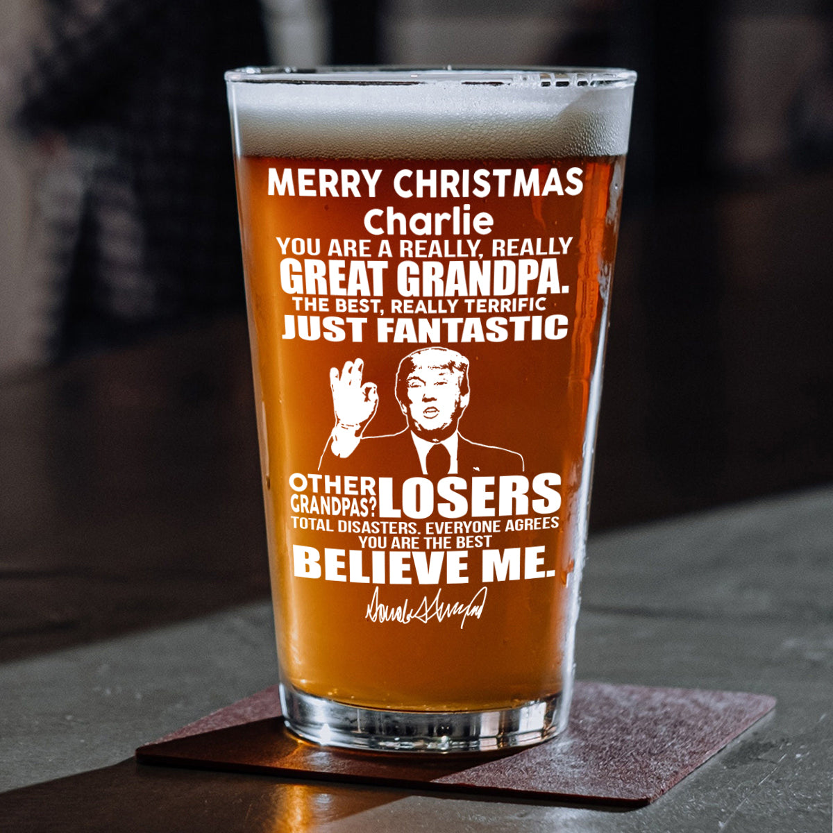 Great Grandpa Great Dad Trump Print Beer Glass N304 62565