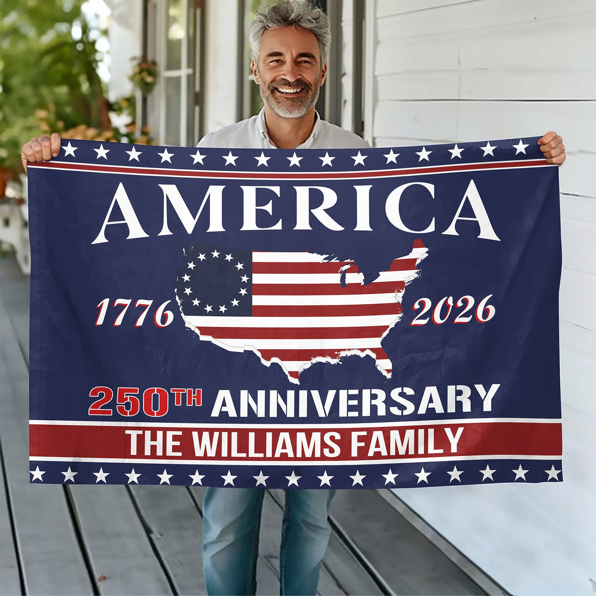 Personalized Family Name America 250th Anniversary Banner House Flag LM32 897163