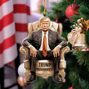 Funny Trump Sitting, MAGA 2024 Christmas Acrylic Ornament HA75 63822