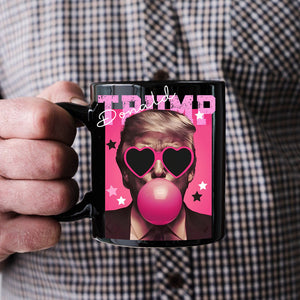 Funny Donald Trump Blowing Bubble Gum Pink Sun Glasses Black Mug LM32 65167