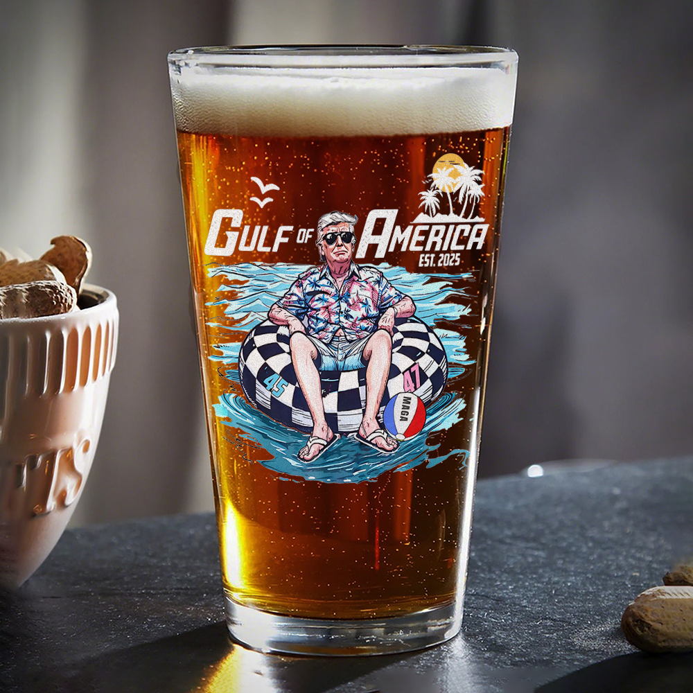 Funny Trump Gulf of America Beach MAGA Print Beer Glass LM32 65365