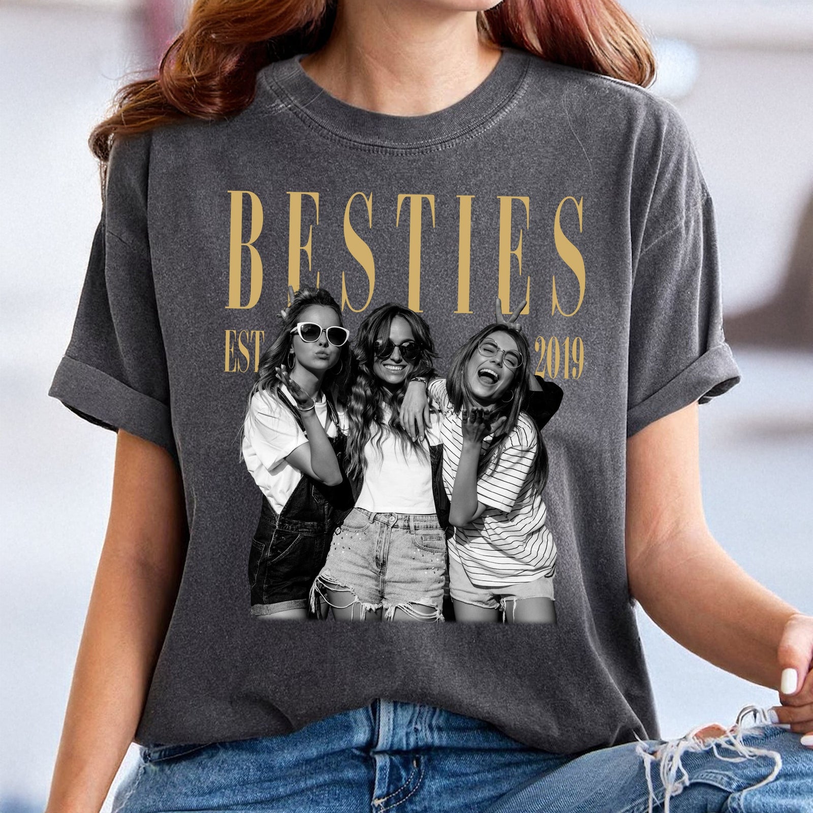 Custom Photo Vintage Photo Bestie Comfort Shirt Friendship Gift, Birthday Gift for Friend, BFF HA75 921800
