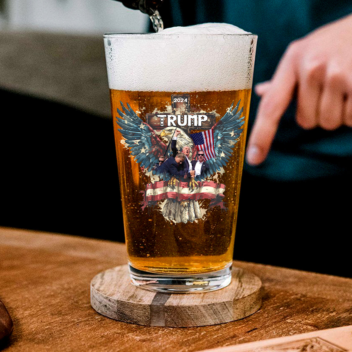 Trump President 2024 Print Beer Glass For Trump Fan HO82 65388