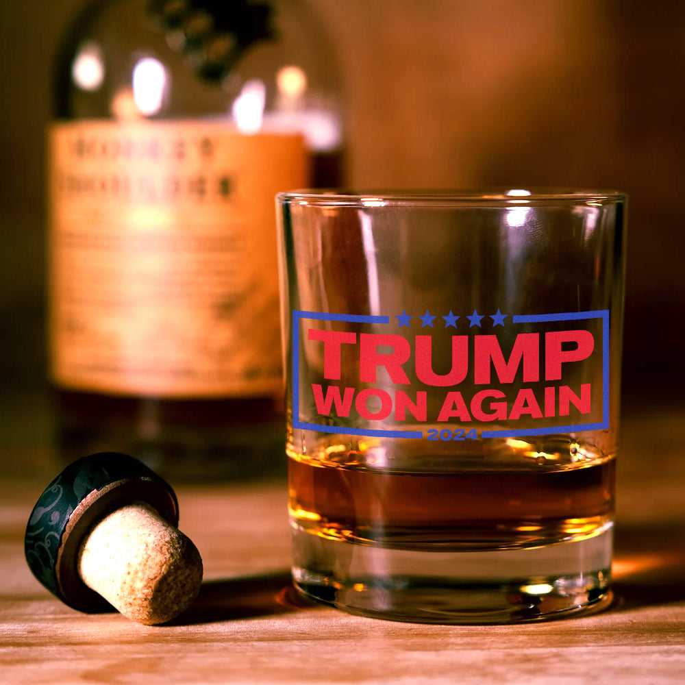 Donald Trump Won Again President 2024 Rock Glass HO82 65196