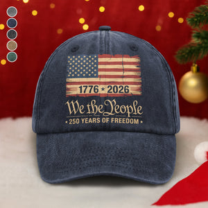 America 250th Birthday US Flag 250 Years We The People Washed Denim Baseball Cap HO82 894634